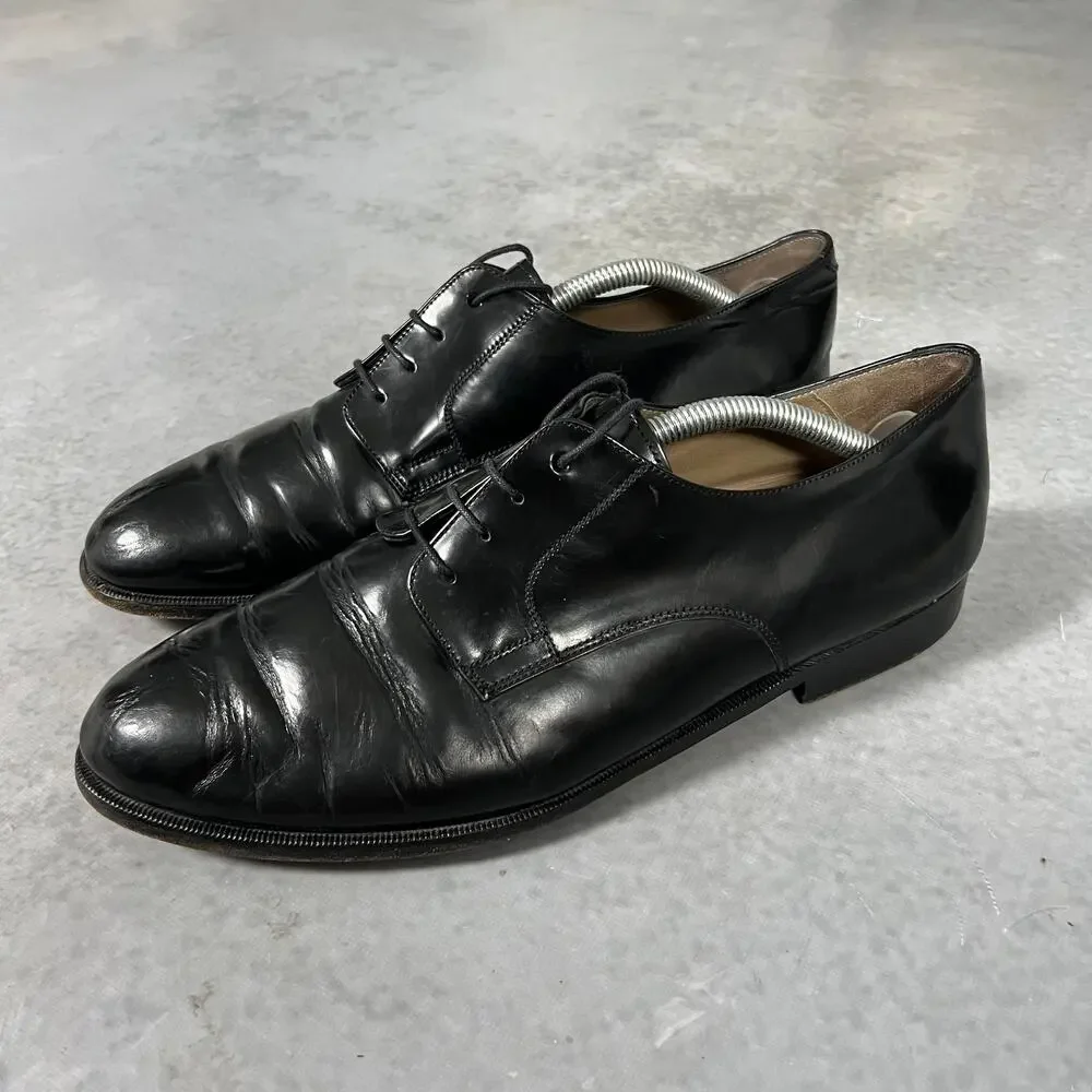 Pierre Cardin Black Leather Derby Dress Shoes Size: 44/10.5M